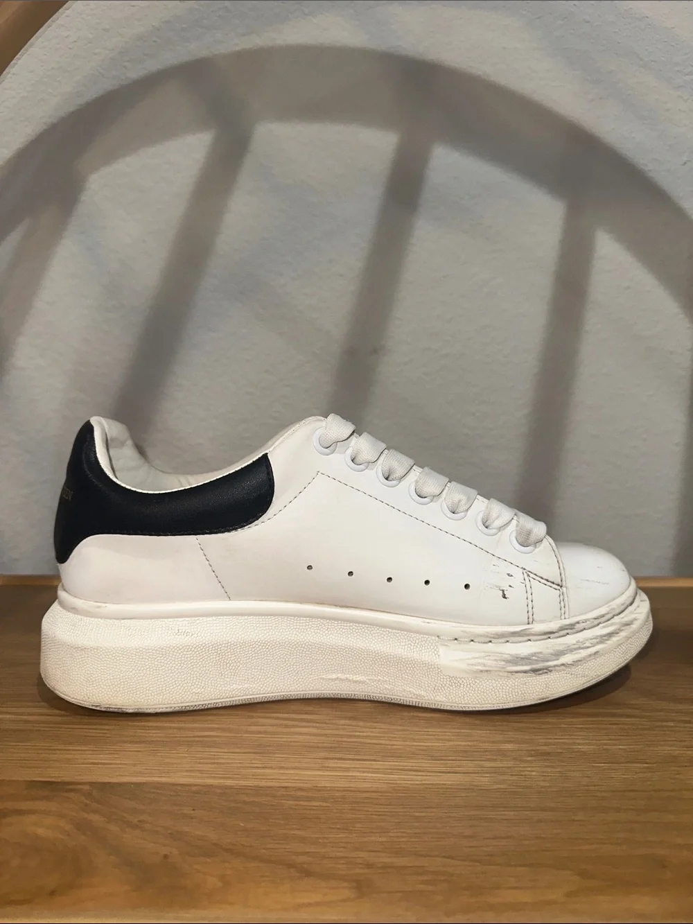 Alexander McQueen Women's Oversized Sneakers White/ Black 553770 Size 40 US 10
